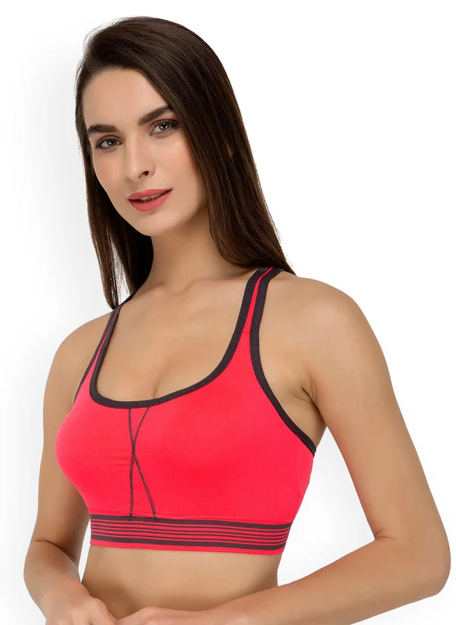 Laceandme Laceandme Red Solid Non-Wired Lightly Padded Sports Bra 4251